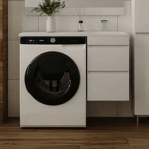 Тумба с раковиной Style line Даллас Люкс 38 (100R) подвесная, под стиральную машину, белая (СС-00000567 + 2000949237459)