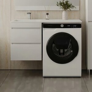 Тумба с раковиной Style line Даллас Люкс 48 (110L) подвесная, под стиральную машину, белая (СС-00000704 + 2000949237404)