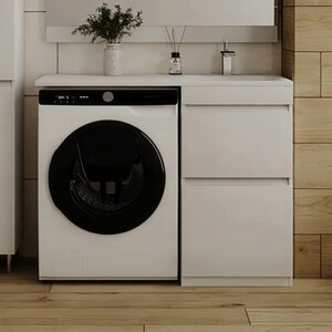 Тумба с раковиной Style line Даллас Люкс 48 (110R) напольная, под стиральную машину, белая эмаль (СС-00002347 + 2000949237466)