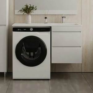 Тумба с раковиной Style line Даллас Люкс 48 (110R) подвесная, под стиральную машину, белая (СС-00000704 + 2000949237466)