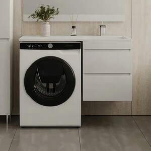 Тумба с раковиной Style line Даллас Люкс 48 (110R) подвесная, под стиральную машину, белая эмаль (СС-00002350 + 2000949237466)