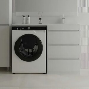 Тумба с раковиной Style line Даллас Люкс 58 (120R) три ящика, под стиральную машину, белая (СС-00002272 + 2000949237428)