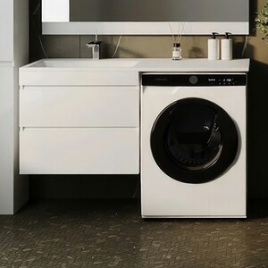Тумба с раковиной Style line Даллас Люкс 68 (130L) подвесная, под стиральную машину, белая (СС-00000600 + 2000949237442)
