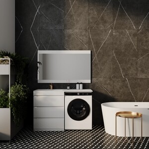 Мебель для ванной Style line Даллас Люкс 68 (130L) три ящика, под стиральную машину, белая