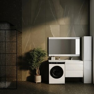 Тумба с раковиной Style line Даллас Люкс 68 (130R) подвесная, под стиральную машину, белая (СС-00000600 + 2000949237473)