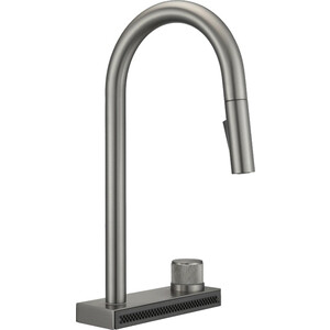 Смеситель для кухни Milacio Ultra с вытяжной лейкой и каскадным душем, сталь вороненая (MCU.556.GM)