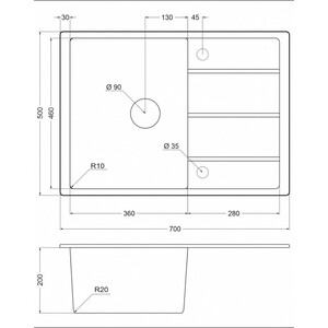 Кухонная мойка EMAR EMQ-1700.Q агат