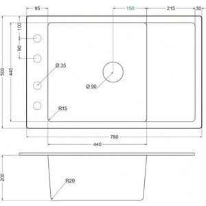 Кухонная мойка EMAR EMQ-1780.Q алмаз