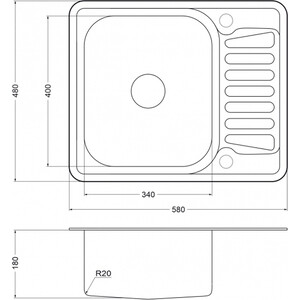 Кухонная мойка EMAR 5848 нержавеющая сталь