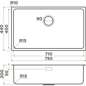 Кухонная мойка Omoikiri Tadzava 75-U/I-IN ULTRA 15 нержавеющая сталь (4997119)