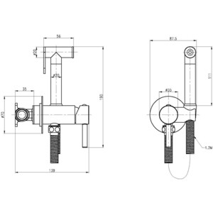 Гигиенический душ Cezares Czr с гигиенической лейкой, черный матовый (CZR-SET-DA1-ID2-FMM120-NOP)
