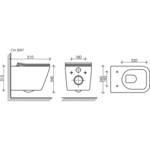 Унитаз подвесной безободковый Ceramicanova Metric Rimless с сиденьем-микролифт, черный матовый (CN3007MB)