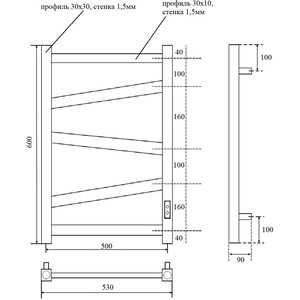 Полотенцесушитель электрический Point Феникс П5 500x600 белый (PN15856W)
