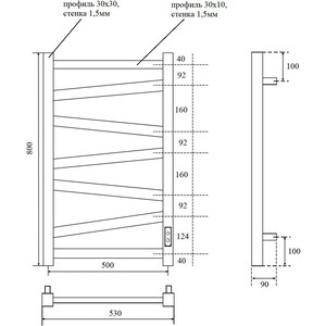 Полотенцесушитель электрический Point Феникс П7 500x800 черный (PN15858B)