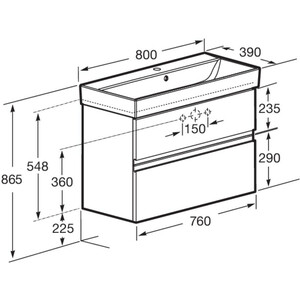 Тумба под раковину Roca Oleta 80х38 капучино матовая (A857640515)