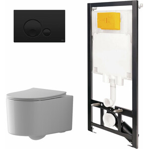 Комплект унитаза Point Веста с инсталляцией OLI, черной клавишей Globe, сиденье микролифт (886914GBO3+PN41701)