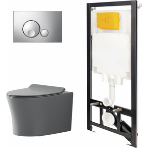 Комплект унитаза Point Вега с инсталляцией OLI, клавишей Globe хром, сиденье микролифт (886914GBOO+PN41711GM)