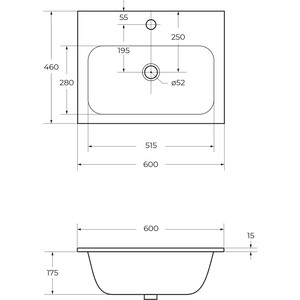 Раковина мебельная Cezares Duet 60х46 (CZR-NAT-60-LVB)