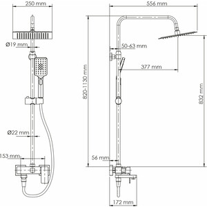 Душевая система Wasserkraft черный матовый (A27701)