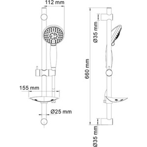 Душевой гарнитур Wasserkraft с мыльницей, хром (A004)