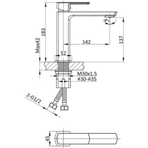 Смеситель для раковины Vincea Next черный (VBF-1N1MB)