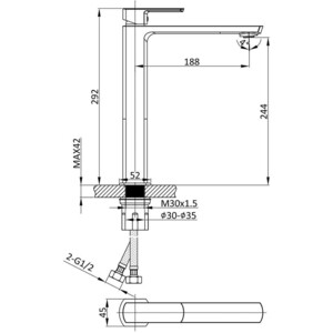 Смеситель для раковины Vincea Next хром (VBF-1N2CH)