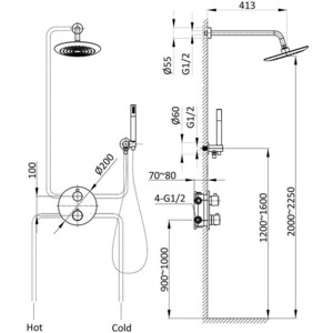 Душевая система Vincea с термостатом, встраиваемая, хром (VSFW-101TCH)