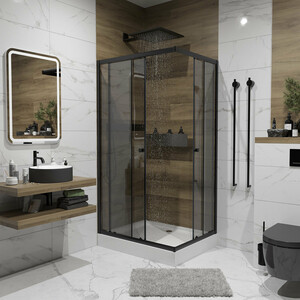 Душевой уголок Niagara Eco 100x80 с поддоном, тонированный, черный (0181432QT)