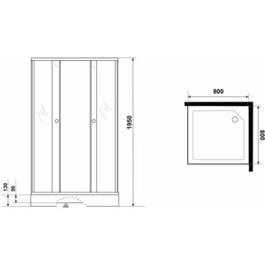 Душевой уголок Niagara Eco 80x80 с поддоном, тонированный, черный (0081432QT)
