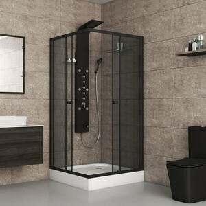 Душевой уголок Niagara Eco 80x80 с поддоном, тонированный, черный (0081432QT)