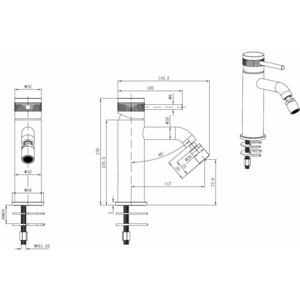 Смеситель для биде Allen Brau Priority с донным клапаном, никель (5.31A04-BN)