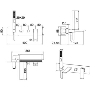 Смеситель для ванны Allen Brau Infinity с механизмом, черный матовый (5.21007-31)