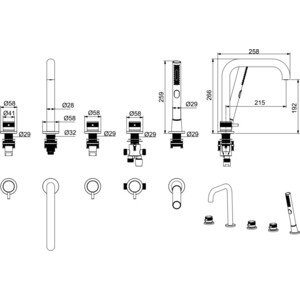 Смеситель на борт ванны Allen Brau Priority на 5 отверстий, хром (5.31007-00)