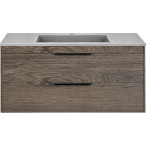 Тумба с раковиной Vincea Chiara 2D 100х47 R.Oak, раковина серая (VMC-2C2100RO, VCB-13100G)