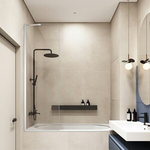 Шторка для ванны Veconi Palau 100x150 прозрачная, хром (PL84-100-01-C7)