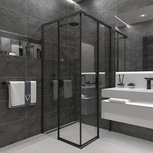Душевой уголок Veconi Rovigo RV-47B 80x80 прозрачный, черный (RV47B-80-01-C4)