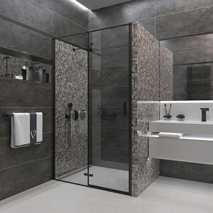 Душевая дверь Veconi Vianno VN-73B 100x195 прозрачная, черная (VN73B-100-01-C4)