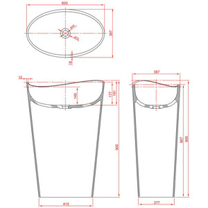 Раковина напольная Montebianco Onda grande 60x37 белая матовая (13008)