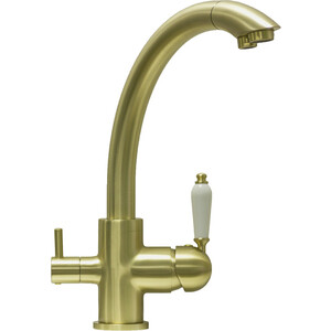 Смеситель для кухни Seaman Barcelone с подключением фильтра, светлое золото (SSL-5382-LG)