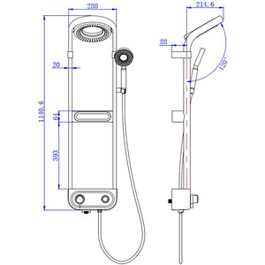 Душевая система AQUAme с термостатом, белая (AQM8004W)