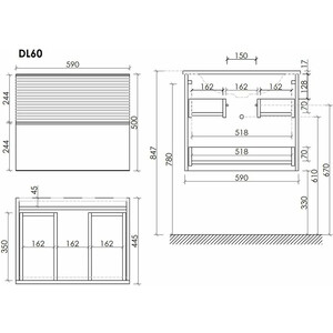 Тумба под раковину Sancos Delta 60х45 дуб светлый/белый (DL60W)
