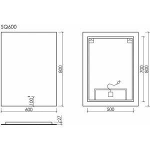 Зеркало Sancos Square 60х80 подсветка, сенсор (SQ600)