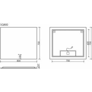Зеркало Sancos Square 80х70 подсветка, сенсор (SQ800)