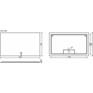 Зеркало Sancos Square 120х70 подсветка, сенсор (SQ1200)