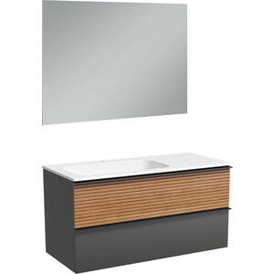 Мебель для ванной Sancos Delta 100х45 левая, дуб красный/графит