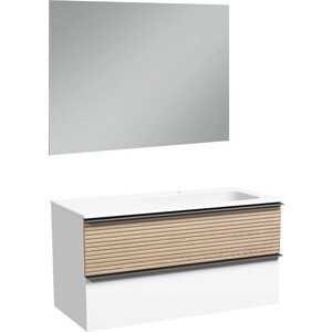 Мебель для ванной Sancos Delta 100х45 правая, дуб светлый/белый