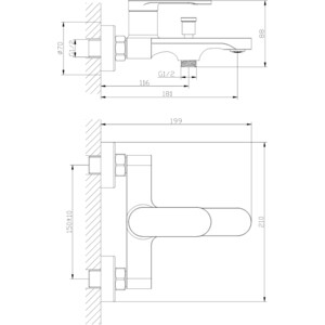 Смеситель для ванны Orange Vesper черный матовый (M10-100b)