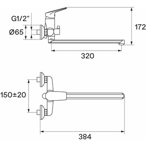 Смеситель для ванны Santek Кант универсальный, хром (WH5A12002C001)