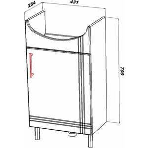 Тумба с раковиной Sanstar Вольга 45х25 белая (357.1-1.4.1.КЭЛЕ)