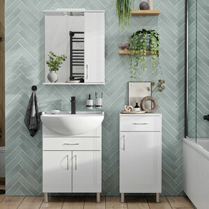 Тумба с раковиной Sanstar Вольга 60х30 белая (337.1-1.4.1.КАМУ)